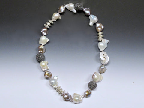 Pearl and Lava Necklace