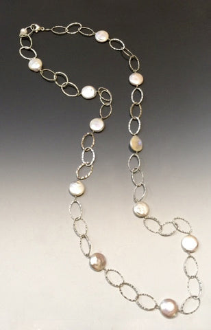 Coin Pearl long necklace