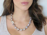 Baroque Pearl Necklace in Natural Pink, Peach, Soft Gray and Buff