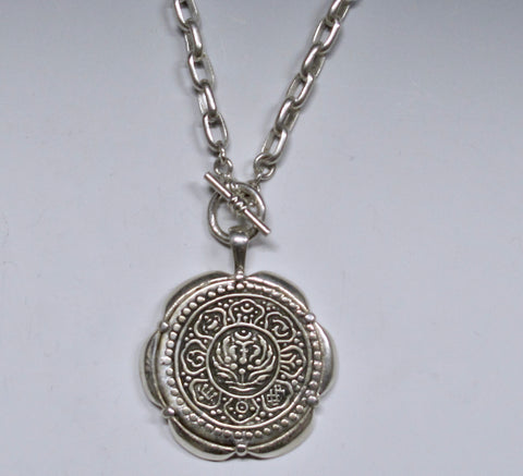 Silver Tibetan Coin Pendant